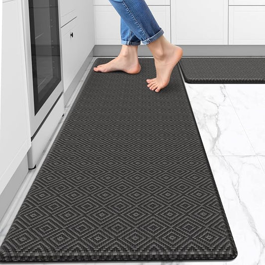 Mattitude Kitchen Mat 2PCS Kitchen Rugs Cushioned Anti-Fatigue Rug Waterproof Standing Desk Mat Kitchen Mats for Floor Kitchen Rug Set for Kitchen, Sink, Office 17.3"×30"+17.3"×59" Dark Grey