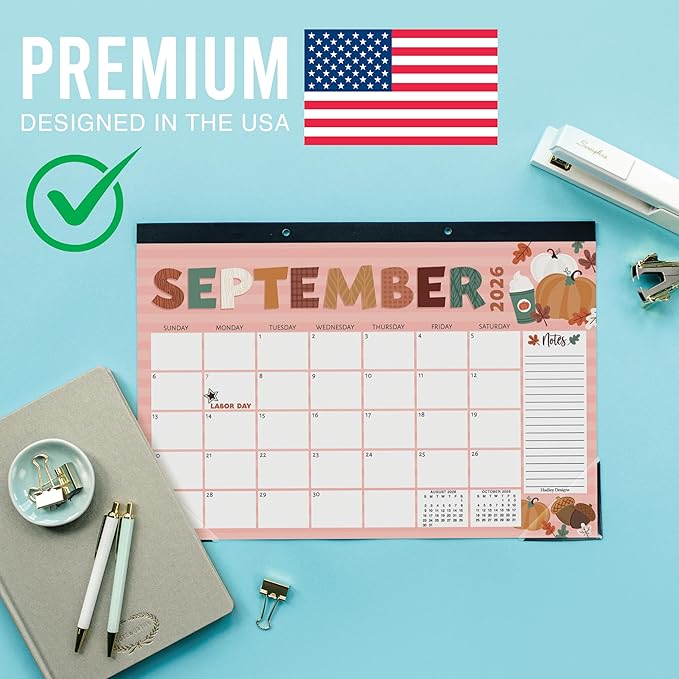 Hadley Designs Large Teacher Desk Calendar 2026-2027 - Desktop Calendar 2026, 18-Month Desk Calendars for Home, Office & Classroom, Cute Classroom Must Haves, Back to School Teacher Gifts