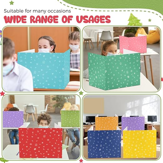 Sherr 60 Pcs School Privacy Boards Bulk for Student Colored Desk Trifold Divider Panels Privacy Partition Folder for School Student Teacher Desk, 15.8 x 13.4 x 11.81 Inch (Simple Style,Classic Color)