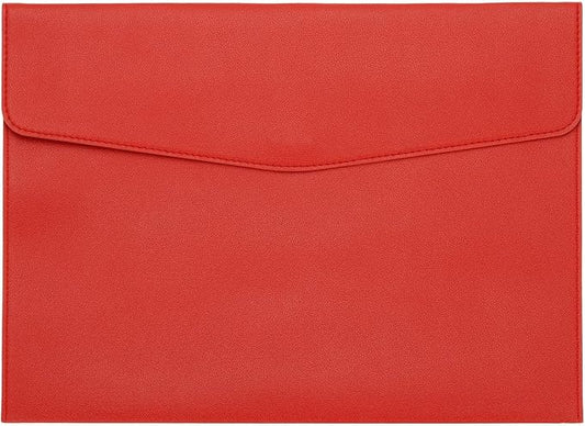 PATIKIL PU Leather A4 File Folder, Document Holder Filing Organizer Portfolio Envelope Folder Case with Snap Closure for Letter Receipt Style 2, Red