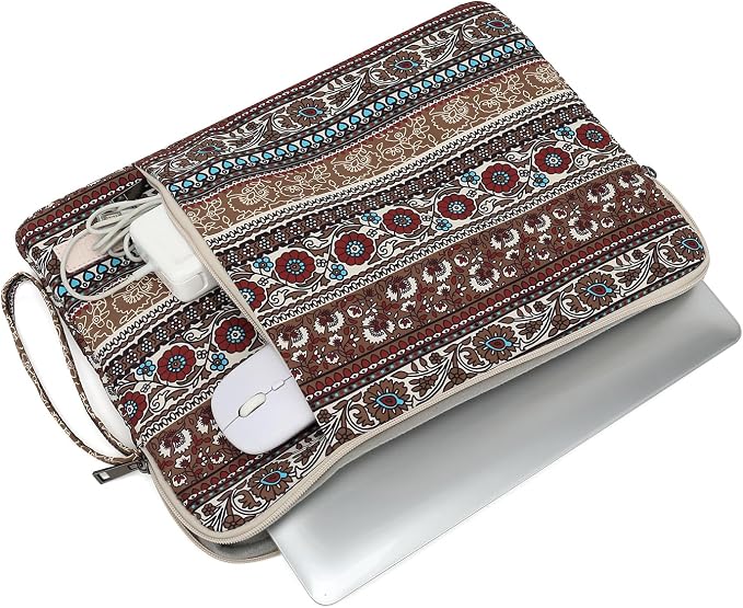 Laptop Sleeve 13.3 inch14 Inch, 15.6inchWater Resistant Traveling Computer Cover with Handle, Shockproof Protective Carrying Laptop Case (Y8-Khaki Bohemia, 14 inch)