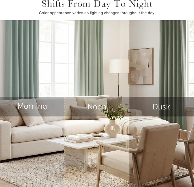 Pony DANCESage Green Blackout Curtains for Girls Bedroom Living Room 63 Inches Long 2 Panels, Nursery Thermal Insulated Room Darkening Drapes Solid Back Tab Window Treatments, W 42 x L 63 inch
