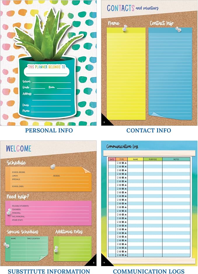 Carson Dellosa Creatively Inspired Planner 2026-2027, Undated 8" x 11" Lesson Plan Book With Stickers, Class Schedule, Weekly Calendar, Homeschool and Classroom Must Haves, Boho School Supplies