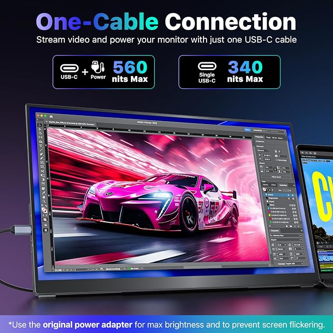 VisionOwl Portable Monitor 19 Inch 4K UHD 144Hz 560 nits 125% sRGB Second Screen, USB-C HDMI HDR Travel Monitor for Laptop PC MacBook PS5 Xbox, VESA Mountable, with Speakers, Built-in Kickstand