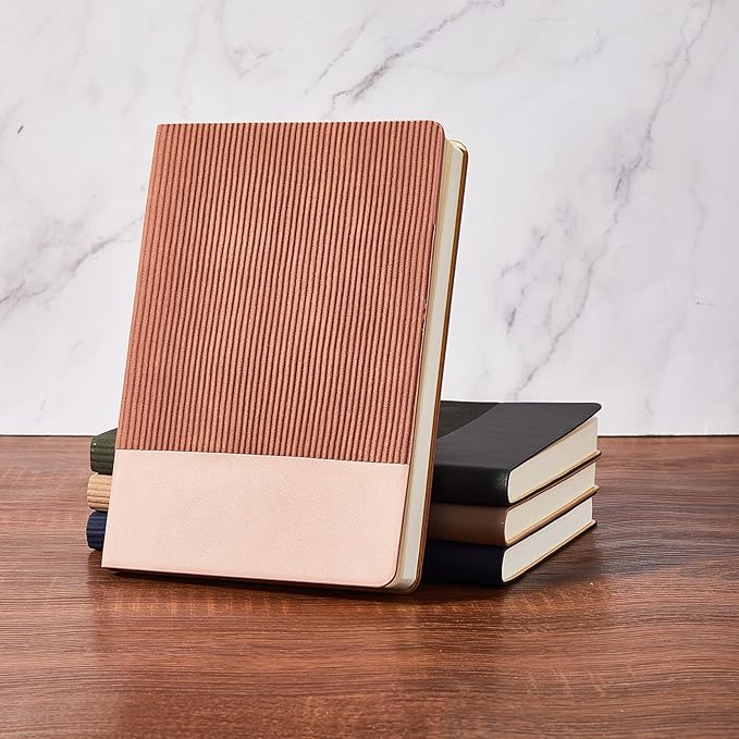 Lined Journal Notebook for Work College Ruled Note Book 5.79"x8.27" A5 PU Leather Daily Journaling 216 Pages for Women Men Writing Home School Supplies Business (Dark Pink)