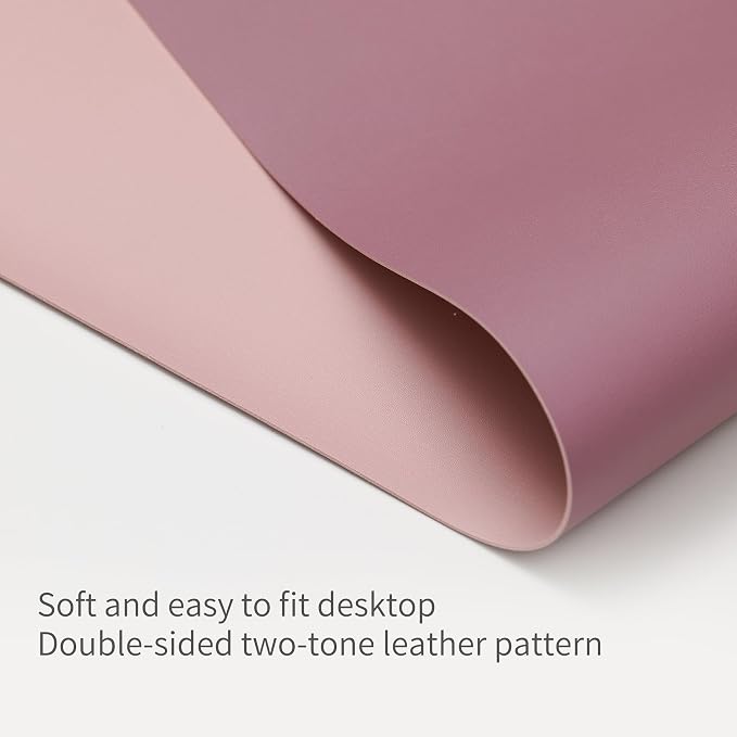 RENMTURE Double-Sided Two-Tone Faux Leather Desk mat Desktop Organization and Accessories Home and Office Large Mouse pad Game and Work (Purple/Pink, 32"x16")