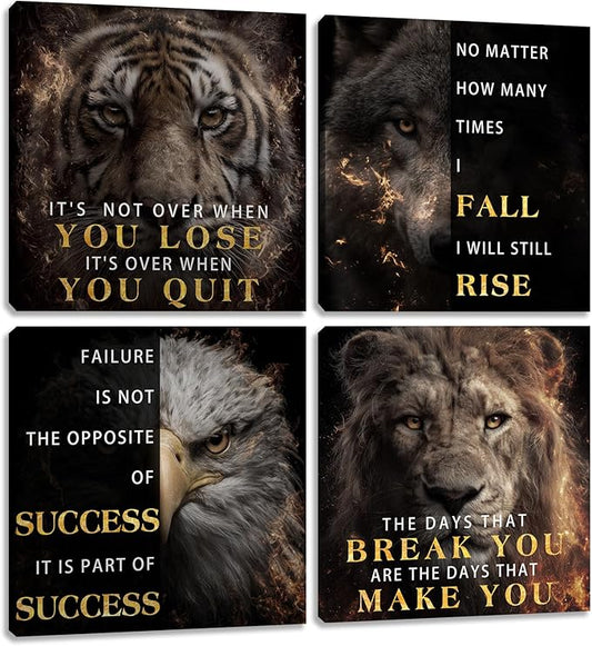 Motivational Wall Decor for Living Room Inspirational Wall Art for Office Workplace Canvas Wall Art Painting Poster Prints Artwork 16"x16"x4