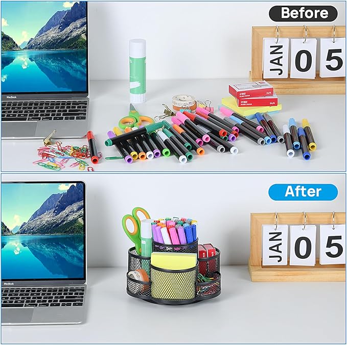 Topwey 360 Rotating Pencil/Pen Holder for Desk in Black | Desk Organizers and Accessories