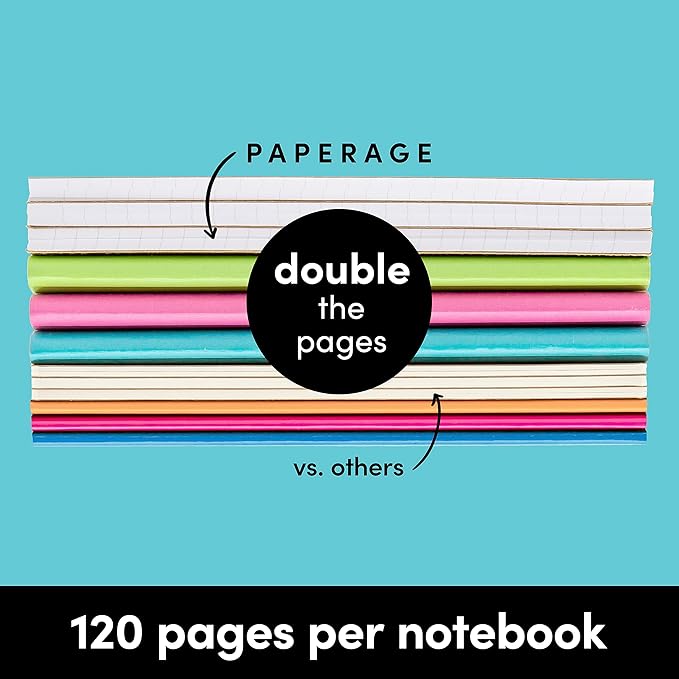 PAPERAGE 48-Pack Composition Notebook Journals, 120 Pages, Kraft Cover with Rainbow Spines, College Ruled Lined Paper, Small Size (8 in x 5.75 in) – for Home, Office or School Supplies