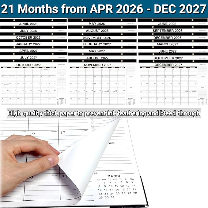 Desk Calendar 2026-2027, 18-Month Through Dec 2027, Large 17"x12" Desk/Wall Calendar, Ample Space, Thick Paper, Plastic Cover, Monthly Calendar Perfect for Home School & Office Organization