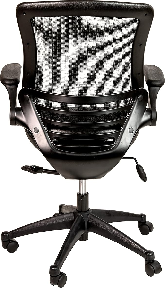 Flash Furniture Warfield Mid-Back Transparent Black Mesh Executive Swivel Office Chair with Black Frame and Flip-Up Arms