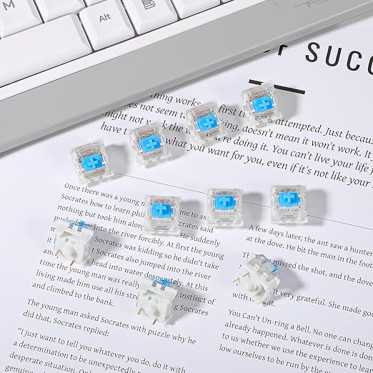 30Pcs Blue Switch Replacement, 3 PIN Mechanical Keyboard Switches, Clicky with Strong Tactile Feedback, Accurate Typing, Dustproof, Office and Gaming LED Keyboard Universal Replacement Parts