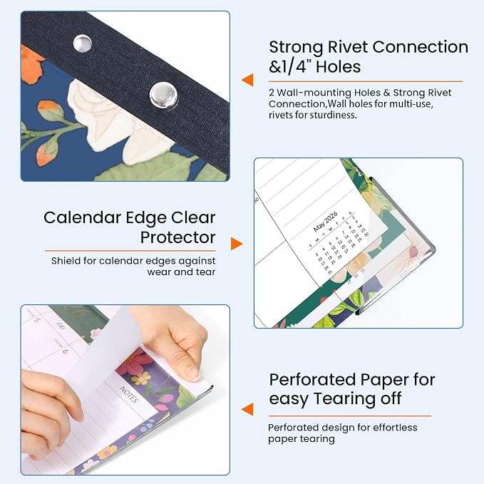 SUNEE Desk Calendar 2026-18 Month Calendar Apr. 2026 - Sep. 2027, 17" x 12" Calendar 2026 with Notes, for Planning, Organizing in Family, School or Office - Colorful Floral 2026 Calendar