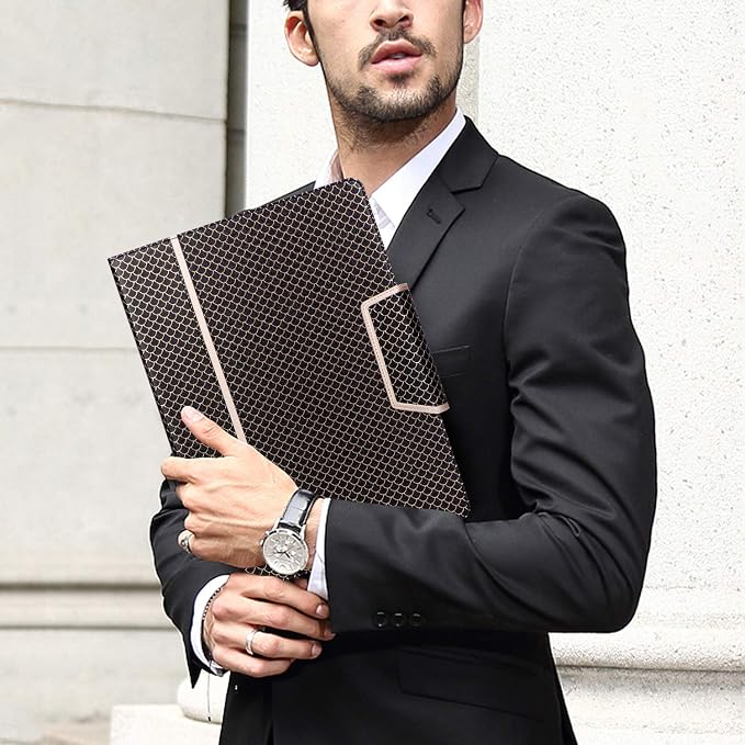 Toplive Business Padfolio, Executive Conference Folder with Document Sleeve, Letter/A4 Size Clipboard, Business Card Holders, Men's & Women's Mermaid Black