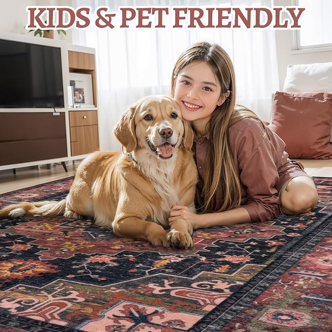 Tangsoo 2x3 Washable Rug for Entryway, Vintage Non Slip Small Area Rug, Indoor Front Door Rug, Print Door Mat Small Carpet, Soft Low Pile Rugs for Entrance Kitchen Bedroom Home Decor