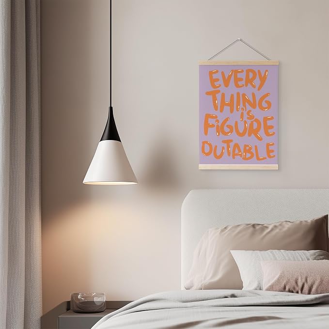 YQDEJ Purple Orange Everything Is Figureoutable Inspirational Wall Art Poster Hanger Frame, Purple Orange Positive Affirmations Wall Decor, Motivational Wall Art for Home Office Classroom, 12x16 Inch