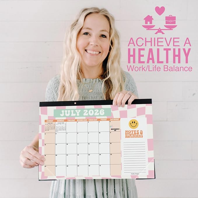 Hadley Designs Large Teacher Desk Calendar 2026-2027 - Desktop Calendar 2026, 18-Month Desk Calendars for Home, Office & Classroom, Cute Classroom Must Haves, Back to School Teacher Gifts