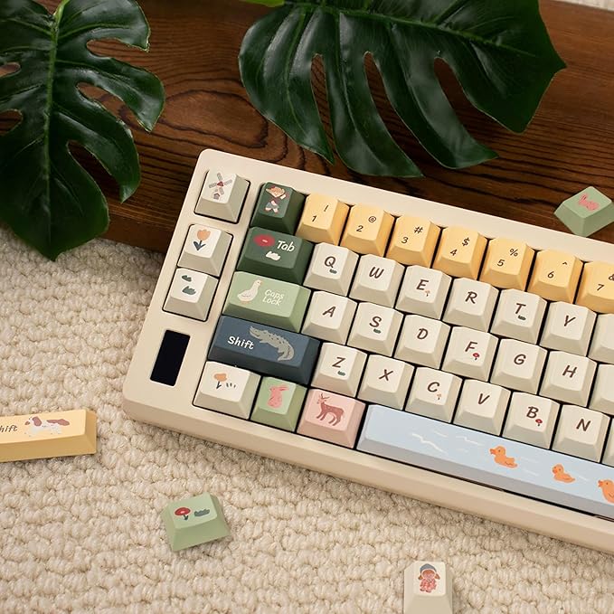 Sumgsn 152 Keys PBT Custom Keycaps Dye Sub Cherry Profile Spring Ranch Keycap Set Fit for 61/64/87/104/108 Cherry Mx Switches ISO ANSI Alice Keyboard Mechanical Keyboards