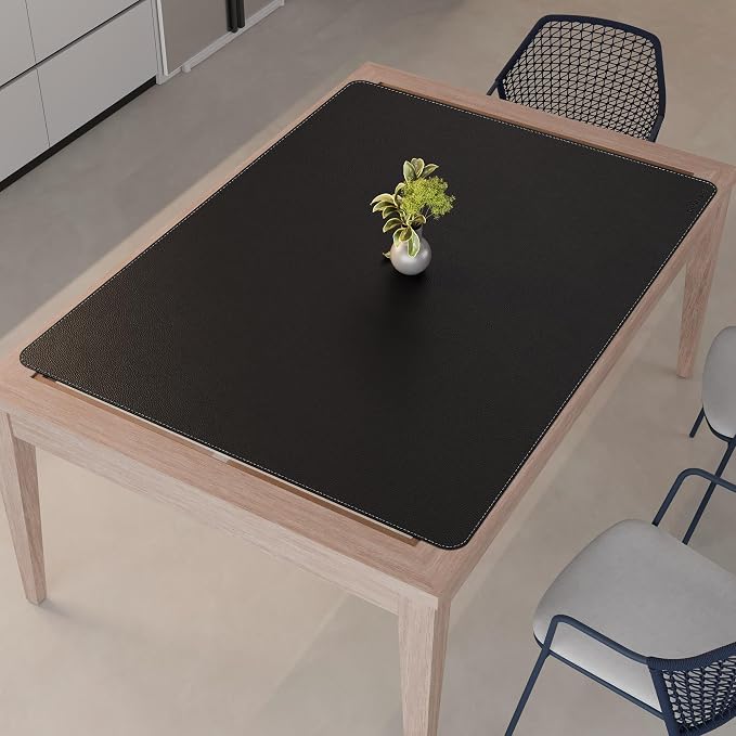 CENNBIE HUGE160 63" x 47" Black Leather Desk Mat for Conference Table, Dining Table, Work Table, Banquet Tables, Library Table