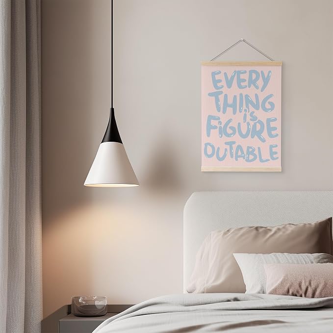 YQDEJ Pink Blue Everything Is Figureoutable Inspirational Wall Art Poster Hanger Frame, Pink Blue Positive Affirmations Wall Decor, Motivational Wall Art for Home Office Classroom, 12x16 Inch