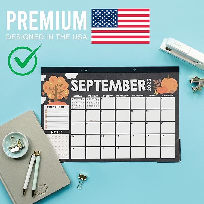 Hadley Designs Large Teacher Desk Calendar 2026-2027 - Desktop Calendar 2026, 18-Month Desk Calendars for Home, Office & Classroom, Cute Classroom Must Haves, Back to School Teacher Gifts