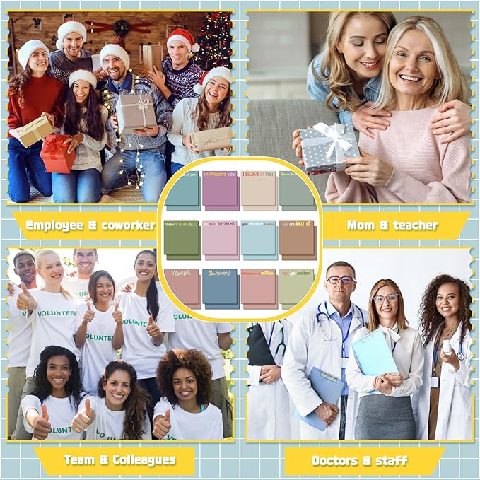 Yinder 24 Pcs Inspirational Sticky Notes Thank You Gift Motivational Sticky Note Pad Employee Appreciation Gift Bulk for Staff Coworker Teacher Nurse Office Groups 3 x 3'' (Thank You,Morandi Color)