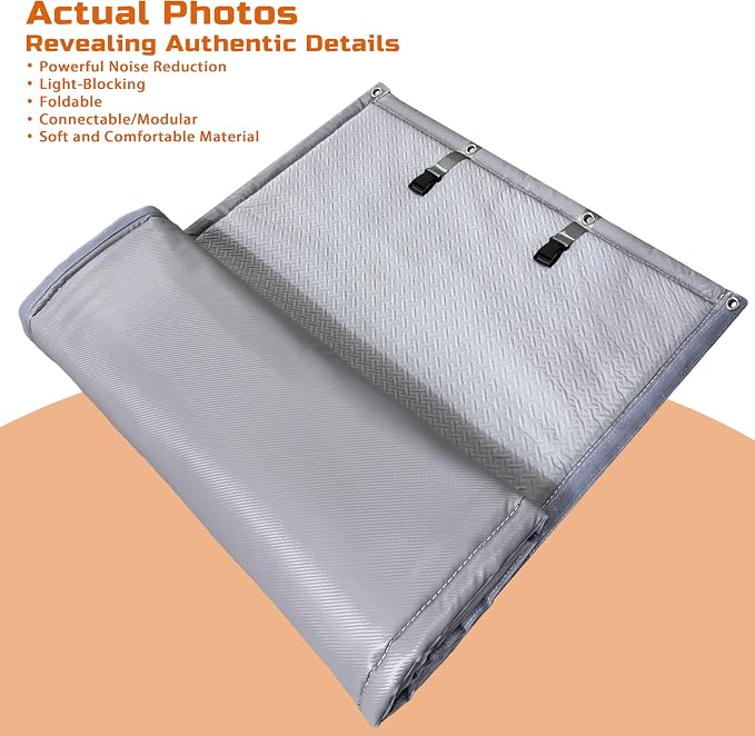 Soundproof Curtains 40" x 83" Acoustic Sound Barrier Dampening Blanket for Doors & Windows, Noise Blocking Blackout Curtain, Use for Recording Studio Home Office, Gray