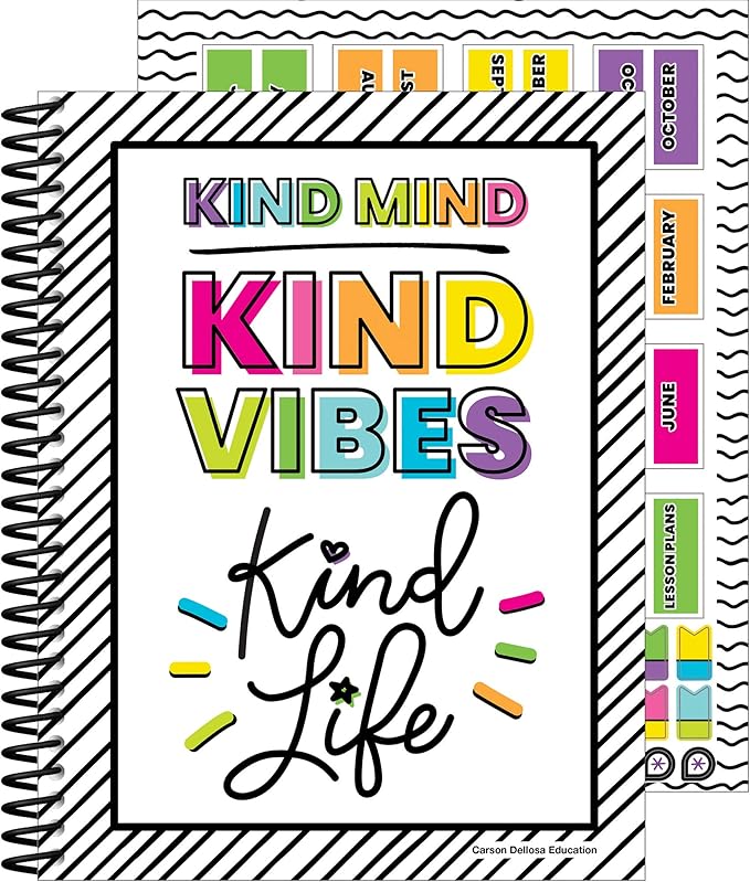 Carson Dellosa Kind Vibes Teacher Planner 2026-2027, Undated 8" x 11" Lesson Plan Book With Stickers, Class Schedule and Weekly Calendar School Supplies, Classroom Must Haves and Homeschool Essentials