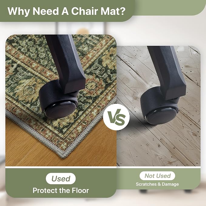 48"x72" Office Chair Mat for Hardwood Tile Floor, Under Desk Carpet Protector for Rolling Computer Chair Mat, Machine Washable Area Rug, Anti-Slip 1/5" Thick Low Pile Thin Vinyl Floor Mat, Dark Brown