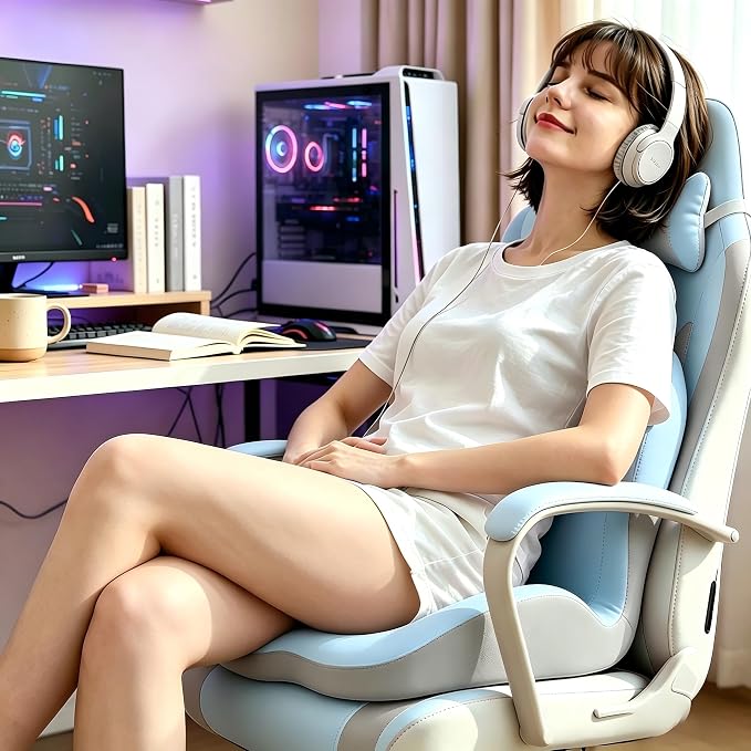 Seat Cushion for Office Chair Car, L-Shaped Ergonomic Seat Cushions,Memory Foam Orthopedic Cushion with Coccyx Hollow,Lumbar Support & Tailbone Pain Relief for Car, Truck, Home,Blue & Gray