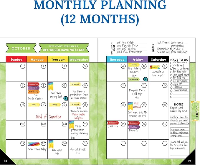 Carson Dellosa Celebrate Learning Teacher Planner 2026-2027, Undated 8" x 11" Lesson Plan Book With Stickers, Class Schedule, and Weekly Calendar School Supplies, Homeschool and Classroom Must Haves