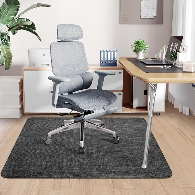 Sycoodeal Office Chair Mat for Hardwood & Tile Floor,Computer Gaming Chair Mat for Rolling Chairs Non-Curve, Anti-Slip, Heavy Duty Floor Protector for Home Office,Dark Black (40" x 48")