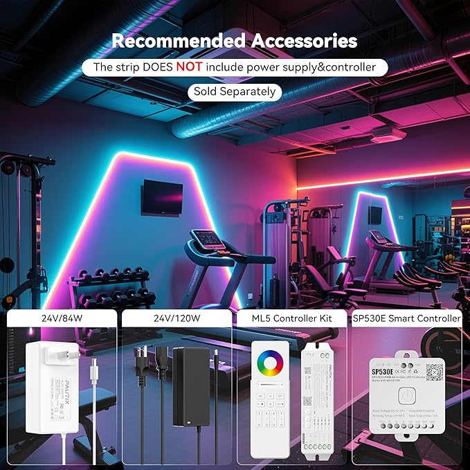 PAUTIX RGB COB LED Strip Light 32.8ft/10m,UL Listed 24V Color Changing Light Strips with 840LEDs/m Multicolor Flexible Tape Lights for TV,Room,Bedroom,Party DIY Decoration(Power Supply Not Included)