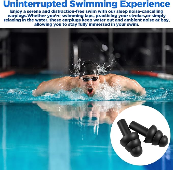 200 Pairs Silicone Ear Plugs Reusable Waterproof EarPlugs Sleeping Noise Cancelling Soft Foam Ear Plugs Hearing Protection for Swimming, Concerts, Shooting, Travel, and Construction