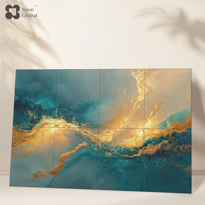 Soon Global Acoustical Wall Panels, 48 X 32 Inches Art Acoustic Panels, Decorative Acoustic Panels, Acoustic Wall Panels, Sound Absorbing Wall Art, Oceanic Gleam