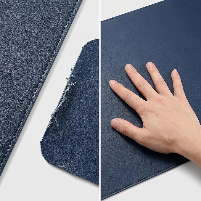 Desk Pad Blotter,PIPRE 26x42.95 in PU Leather Mouse Pad,Waterproof Non-Slip Writing Desktop Protector Mat,Office Desk Accessory,Dark Blue