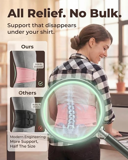 Sparthos Back Brace for Women & Men, Sciatica, Lower Back Pain - Pink-LG