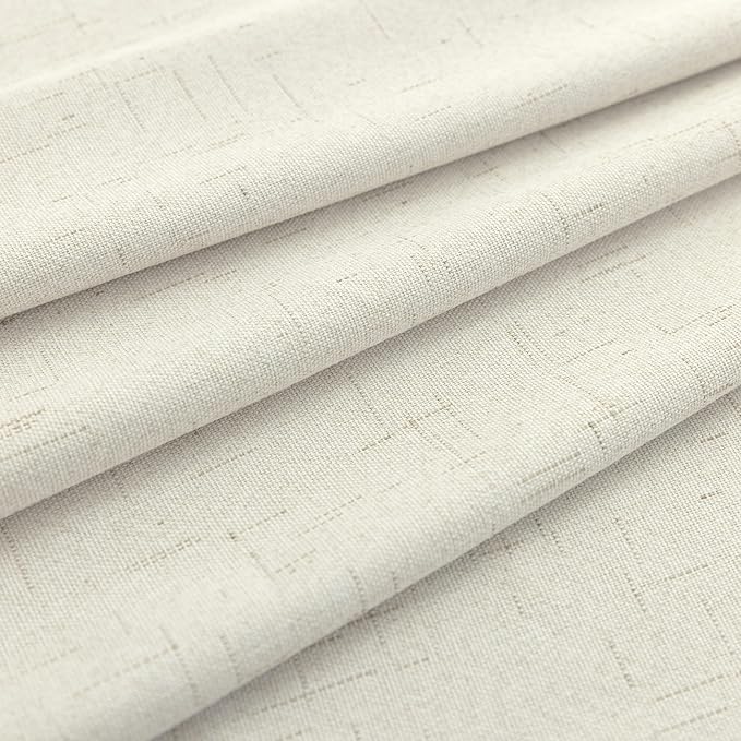 KOUFALL Short Linen Blackout Curtains 45 Inch for Small Windows, Boho RV Curtains for Camper Windows, Thermal Curtains for Kitchen Bedroom, Wide 52x45 Inches Long, Cream Beige