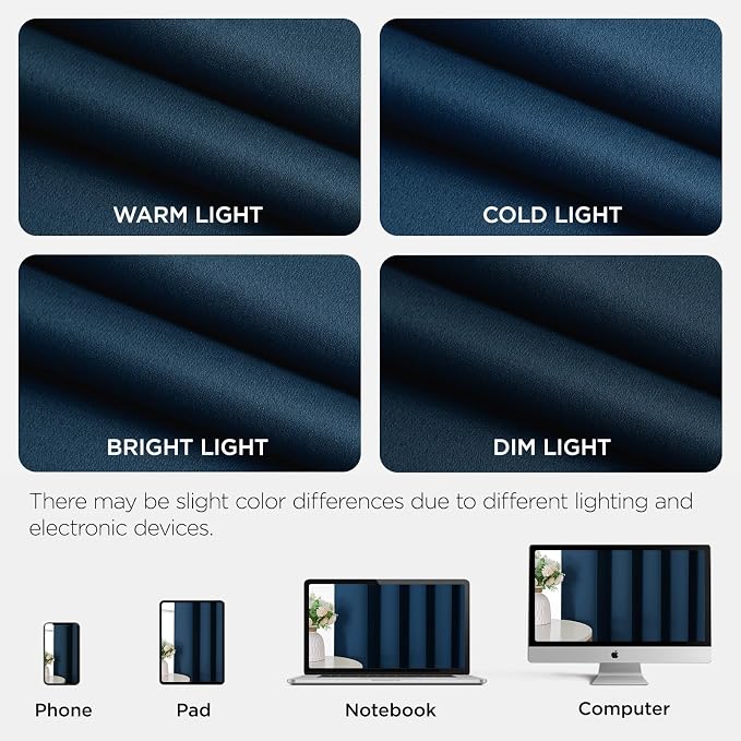 Joydeco Blackout Patio Sliding Door Curtains 84 Inches Long, Grommet Privacy Room Divider Curtains, Extra Wide Thermal Blackout Drapes for Bedroom Living Room (Navy Blue, 60Wx84L, 1 Panel)