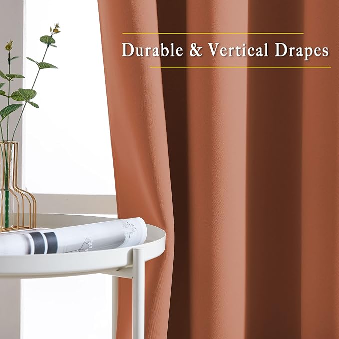NICETOWN Blackout Curtain for French Door - Indoor Slider Curtain for Patio Door, Extra Wide Drape for Living Room/Bedroom (Burnt Orange, W100 x L84, 1 PC)