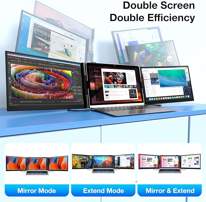 Laptop Screen Extender, Ultra-Thin 15.6" FHD 1200P 16:10 Portable Monitor for Laptop, Lightweight Travel Monitor Extender Plug & Play for 14.2"-17.3" Laptops, Compatible with Wins/Mac/Android/Chrome