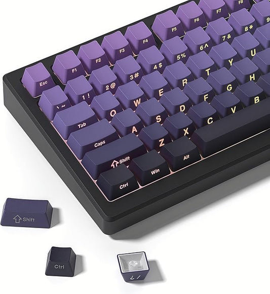 dagaladoo Double Shot PBT keycaps Set,Shine Through keycaps 60% 75%,OEM Profile Keyboard keycaps,Gradient Purple,Side Printed keycap for Mechanical Gaming Keyboards（136key）