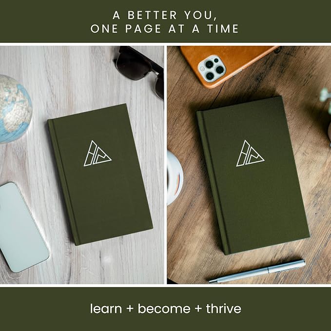 Realizations Self-Mastery Journal for Men - Gratitude Journal – 5 Minute Journals - Reflection Manifestation Journal for Mindfulness – Goal/Guided Gratitude Journel for Women & Men (Olive)