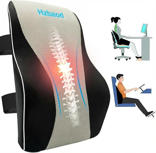 Lumbar Support Pillow for Office Chair - Back Pain Relief, Improve Posture, Double Adjustable Straps