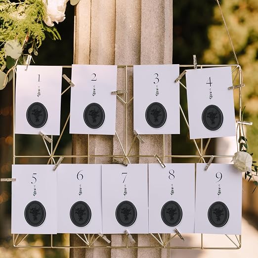 UNIQOOO Wax Seal Stickers - Vintage Photo Frame Floral Bouquet Wedding Invitation Envelope Seal Stickers, 50 Pcs Self-Adhesive Black Stickers, Perfect for Invitation, Christmas, Gift Wrapping, Party