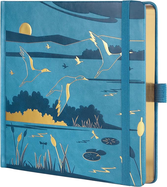 TIEFOSSI Dotted Journal Notebook, Dot Grid Notebook for Women Men, Hardcover PU Leather Journal, 160 GSM Thick Paper, 160 Numbered Pages with Gold Edges, 8 x 8 Square Diary