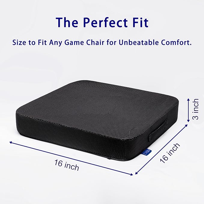 Ifoam Gel Infused Memory Foam Layer Wheelchair Cushion - Seat Cushion for Wheelchair-Office Chair, Kitchen Chair-Pressure Sore and Tailbone Pain Relief-High Dense Polyfoam Base (Black, 16×16×3 inch)