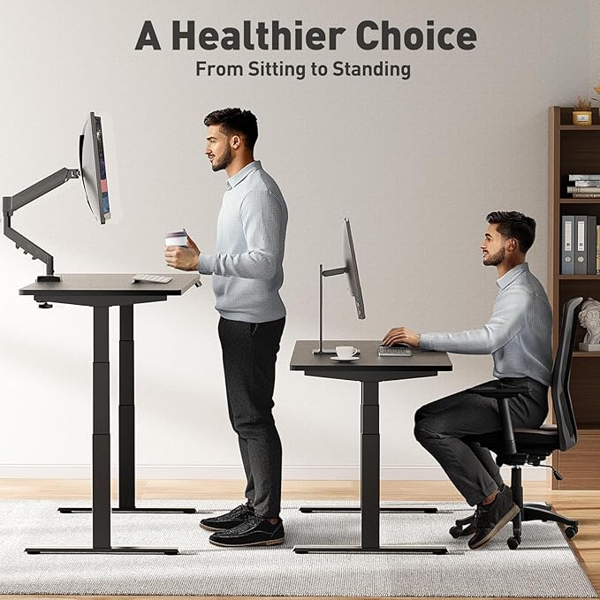 3 Stage Dual Motor Electric Pro Standing Desk Legs Only, 308lb Load Capacity, Height Adjustable from 23.6" to 49.3", Standing Desk Frame, Sit Stand Desk Base with 4 Memory Presets (White)