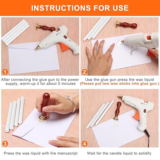 Sealing Wax Sticks 12P with Glue Gun, Luxiv 5.4" Sealing Waxs Stick 10MM Fire Manuscript Glue Gun Wax Seal Stamp for Wedding Invitations, Envelopes, Package Seal Waxs Sticks (White)