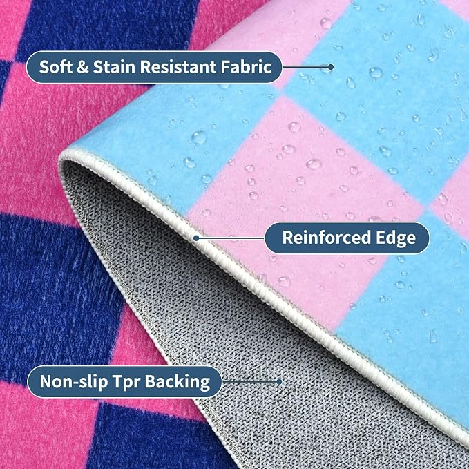 Terrug Multicolored Checkered Rug for Living Room,5x7 Area Rugs Washable with Non Slip for Bedroom,Soft Low Pile Stain Resistance Retro Carpet for Dorm Kids Room
